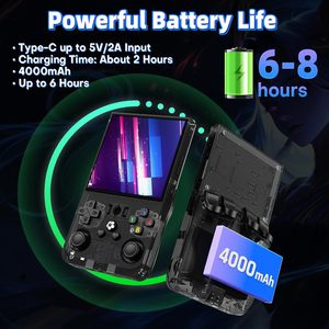 R36MAX レトロ携帯ゲーム機 4.0インチ 64GBメモリ ビデオゲーム機 30エミュレーター 非タッチスクリーン 透明ブラック - Product Image 3