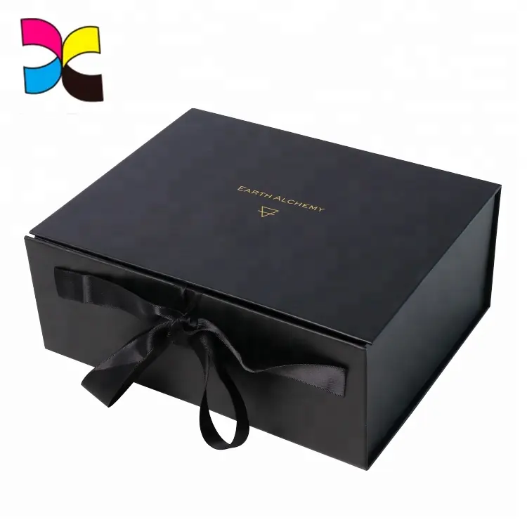 Black Cardboard Box Luxury Foldable Magnet Flat Pack Rigid Cardboard Black Jewelry Box