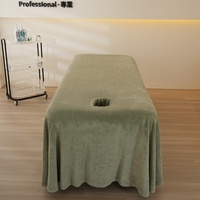 Ensemble de draps de lit de spa luxueux en polyester 100% de haute qualité, vert, super doux, pour table de massage de salon