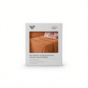 Juego de edredón Viallow Mat Pavia con pompones, fundas Vianney y almohada, 225x235 cm, ropa de cama moderna - Product Image 1