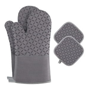 Gants de cuisine antidérapants en silicone et fibre de verre, isolants thermiques, épais, résistants aux micro-ondes et aux hautes températures - Product Image 1