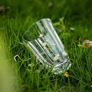 Tasse à thé en verre Daisy Cloud, verre borosilicate de haute qualité, tasse personnelle, motif floral, résistante à la chaleur, vaisselle de table - Product Image 2