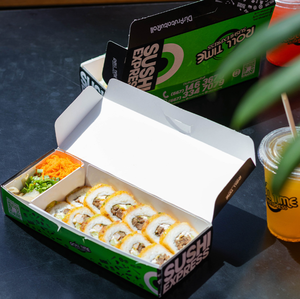 Boîte de papier recyclable biodégradable de logo d'impression personnalisée idéale pour emballage de Gyoza de rouleaux de <span class=keywords><strong>printemps</strong></span> vietnamiens de bol de <span class=keywords><strong>poke</strong></span> - Product Image 4