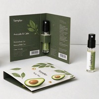 Emballage personnalisé en papier kraft couché pour échantillons de parfum 1ml 2ml, flacons testeurs avec cartes en papier et logo doré à chaud