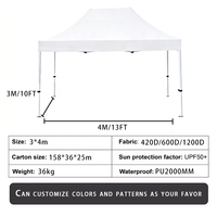 Tente pliante publicitaire d'extérieur 10x13 pieds, vente en gros, haute qualité, imperméable, tente pop-up pour expositions, événements, barbecues, fêtes