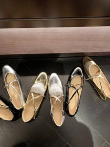 XINZI – chaussures plates en cuir de vache à bout rond pour femme, chaussures d'été confortables et à lanières croisées de 1.5cm - Product Image 4