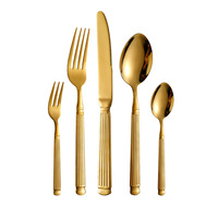 New Design Roma Style Ribbed Handle Morden Stainless Steel Cutlery Set
