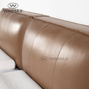 Modern Light Luxury Brown Leather Upholstered Comfortable <strong>Bed</strong> King Size Queen Size Wooden <strong>Pine</strong> Iron <strong>Frame</strong> for Bedroom - Product Image 4