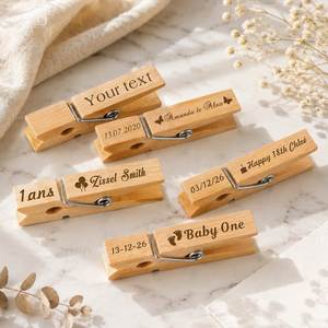 Pinces à linge en bois gravées sur mesure, pinces à linge en bois personnalisées pour mariage, enterrement de vie de jeune fille et anniversaire, décorations de fête - Product Image 1