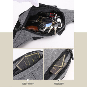 Men's Fanny Pack Oxford Cloth Lightweight Travel Waist Bag Gray 28x10x14cm - Product Image 3