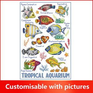 NKF, venta al por mayor y personalizada, peces tropicales, tela Aida, Kits <span class=keywords><strong>de</strong></span> <span class=keywords><strong>punto</strong></span> <span class=keywords><strong>de</strong></span> <span class=keywords><strong>cruz</strong></span>, decoración del hogar, bordado, juegos <span class=keywords><strong>de</strong></span> regalo, Kit <span class=keywords><strong>de</strong></span> ganchillo, mano DIY - Product Image 2