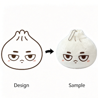 Porte-clés en peluche Grumpy Bun de 8 cm, jouet en peluche doux, pendentif personnalisé en forme de pain vapeur de dessin animé, breloque de sac, cadeau