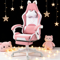 Chaise de jeu ergonomique de luxe rose en cuir, la plus vendue, pour la maison et le bureau, avec soutien lombaire réglable