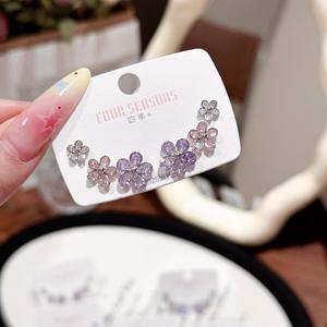 Boucles d'oreilles tendance pour femme, en cuivre, avec diamant carré, cœur, clous d'oreilles en argent, zircon <span class=keywords><strong>cristal</strong></span> serti griffe, style <span class=keywords><strong>Paris</strong></span> - Product Image 3