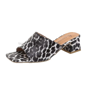 Outwear Sexy Square Toe Mid Heel <b>Slippers</b> for Women Summer New Arrival Skirt <b>Leopard</b> Print Elegant Sandals 43 - Product Image 5