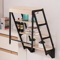 Table à manger pliante murale avec étagères de rangement, bureau flottant convertible 2-en-1, design moderne gain de place pour la maison