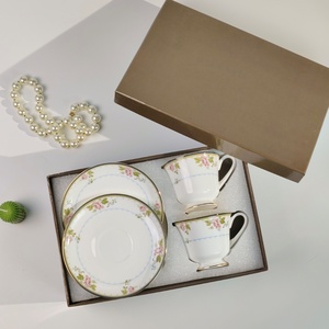 Factory Wholesale Vintage Luxury Afternoon Tea Set Ceramic Coffee Cup and Saucer with Gold Rim - Product Image 3