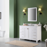 Meuble de salle de bain Guanda de haute qualité, double vasque sur pied, 48 pouces, dessus en marbre artificiel, moderne, blanc/gris, CUPC