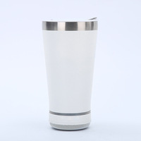Baru kreatif 16oz dinding ganda baja tahan karat terisolasi Bluetooth Tumbler Speaker perjalanan cangkir bir dengan pembuka botol