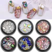 Unghie con fondo a punta a forma speciale colorate in scatola diamanti bianchi perline di fata perline di vetro accessori per ciondoli misti per nail art