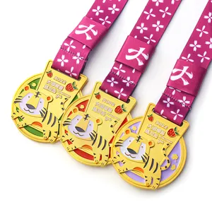 Benutzer definierte Metall personal isierte personal isierte billige Kinder Sport lauf Tiger Medaille