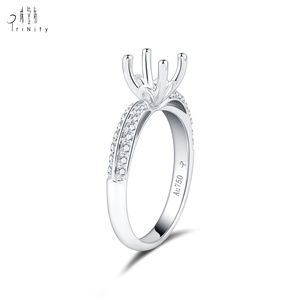 Bague de mariage pour femme en or blanc massif 18 carats de haute qualité, style romantique, avec diamant naturel sans pierre principale, semi-monture - Product Image 2