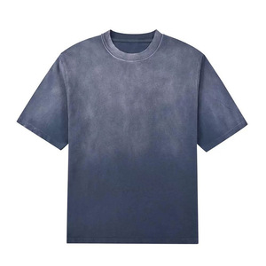 เสื้อยืดโอเวอร์ไซส์สีขาวไล่เฉดสำหรับผู้ชาย ผ้าฝ้ายพรีเมียม/ใยไผ่ คอกลม ทรงหลวม สไตล์ลำลอง แขนสั้น ไม่หดตัว - Product Image 3