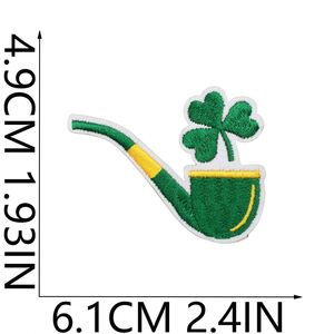 New Hot Green <b>Iron</b> on Embroidered St Patrick Day Beer Hat Four Leaf Clover Patch for T-shirt Hoodies - Product Image 4