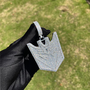 QH banhado a ouro Punk Hip Hop diamante colar pulseira iced cadeia cubana strass coroa pingente de bronze estilo Vintage para festa - Product Image 2