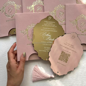 Vanilla Printing Custom Modern Gold <b>Mirror</b> <b>Acrylic</b> Panel Wedding Invitations Model 324 Large Printed Decorations - Product Image 3