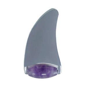 Rouleau facial en alliage de zinc et améthyste en forme de corne de bélier - Product Image 1