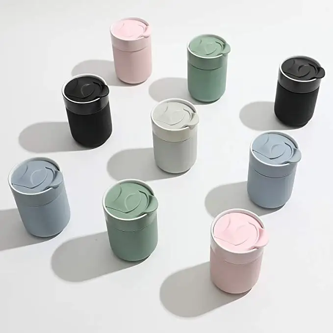 Taza de viaje de cerámica para café con tapa, funda protectora de silicona de 280 Oz, Popular, de 9,5 ml, de Suecia