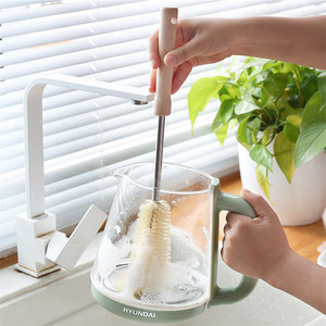 Brosse à tasses à manche en bois, brosse de nettoyage de bouteilles à long manche en nylon pour la cuisine, le verre et les thermos - Product Image 4