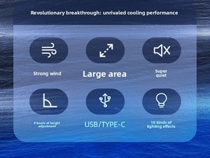 Alas Pendingin Laptop RGB Cooler Laptop Stand dengan 6 Kipas Pendingin Senyap 6 Tingkat Ketinggian yang Dapat Disesuaikan untuk Laptop 11-17 inci - Product Image 2