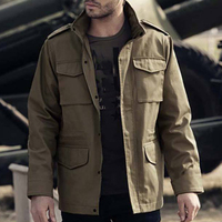 Jaket Blazer Pria Fashion Katun Tebal Berkualitas Tinggi Desain Multi Kantong OEM Kustom