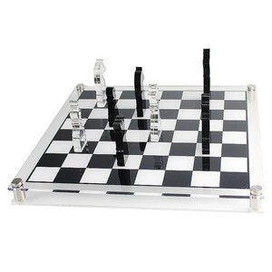 Grand jeu d'échecs en acrylique personnalisé, pièces d'échecs élégantes en verre, jeu d'échecs