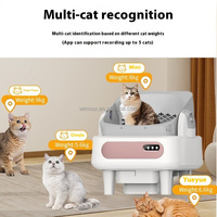 Toilette automatique pour chat ronde de 68L, litière automatique électrique pour chat avec couvercle, application à distance, nettoyage automatique, sans pelle