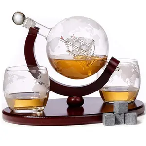 Hot Koop Handgemaakte Globe Decanter Whisky Set Met Grote Basis Voor Wodka Rum Whisky Tequila Whiskey Karaffen