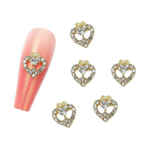 Лидер продаж, Зеленый Кленовый лист в форме сердца, сплав, металлические кристаллы любви, украшения для ногтей, большие бриллианты для ногтей - Product Image 5