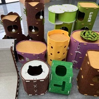 Condo pliable classique pour chat en feutre écologique et coloré, grande taille, durable, emballage carton pour maisons modernes, conception multi-entrées