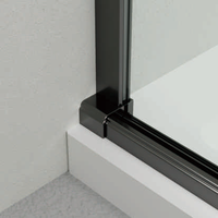 Nouvelle paroi de douche coulissante élégante en verre trempé de 8 mm avec roulettes en aluminium noir pour salle de bain