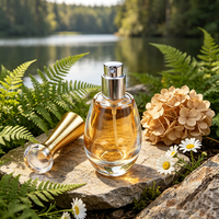 Botol Parfum Kaca Premium Artisan, Kaca Tempered, Pompa Semprot, Bentuk Silinder, Aman untuk Freezer, Grosir