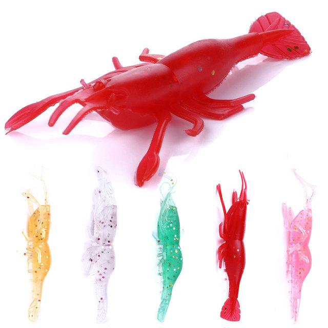 Wholesale PVC Carp Fishing Craw Fish Soft Lures 8cm Shrimp Creature Bait Stream Without Hooks