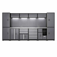Système de rangement modulaire robuste pour garage, armoire à outils en acier, établi avec panneau perforé, éclairage LED, dimensions personnalisables OEM/OBM