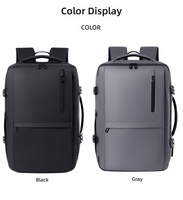 Sac d'ordinateur extensible grande capacité en PU imperméable avec fermeture éclair, compartiment sec/humide et port de chargement USB, idéal pour les voyages d'affaires