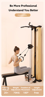 Machine de musculation murale en bois à double poulie pour femmes, usage commercial, avec station de traction réglable et pile de poids de 70 kg