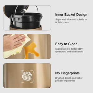 Poubelles rondes en acier inoxydable en métal Sunshine avec couvercle à pédale pour le stockage des déchets de <span class=keywords><strong>cuisine</strong></span> à domicile - Product Image 6