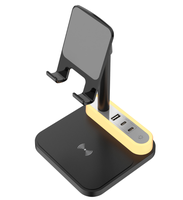 Chargeur de téléphone portable USB rapide réglable 4-en-1, support de bureau avec veilleuse, support de chargeur sans fil, 2 chargeurs USB de type C