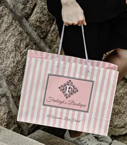 定制标志印刷奢华情人节女性礼品纸袋服装服装购物纸袋包装纸袋