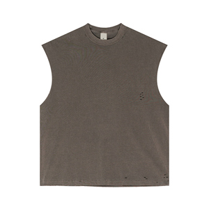 Camiseta sin mangas con recorte de algodón desgastado de verano 2025, ropa de calle europea y americana Unisex - Product Image 1